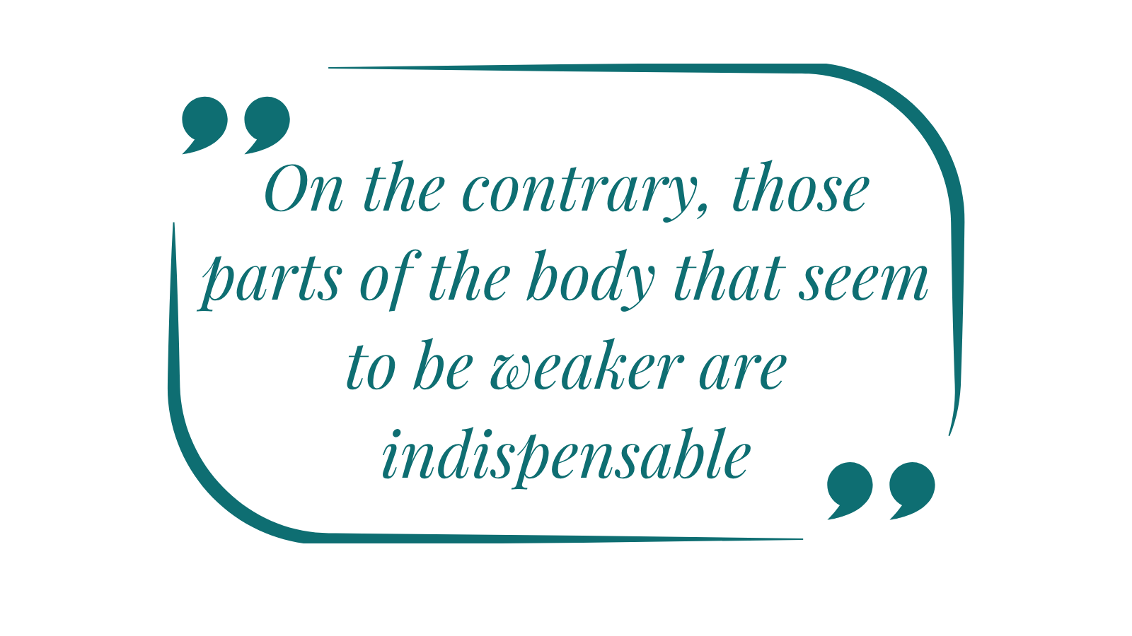 On the contrary, those parts of the body that seem to be weaker are indispensable